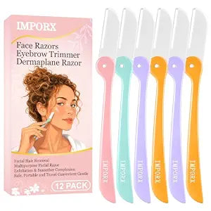 Eyebrow Razor for Women Face Dermaplane Razors 12 PACK Foldable Portable