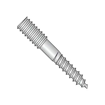 1/4-20 x 2 Hanger Bolts Plain Center (Quantity: 100) Zinc Plated Steel, Coarse Thread