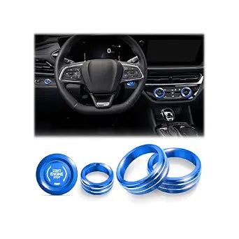 for 2024-2026 Buick Envista & Encore GX Accessories (Not fit Avenir Trim) - 5PCS Aluminum Alloy Knob Cover Trim Kit (Blue), Anti-Slip Design, Interior Upgrade & Knob Protection