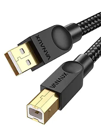 VANAUX Printer Cable USB 2.0 Cable USB-A to B Printer Cable High-Speed 480Mbps Data Transfer Nylon Braided Plug and Play Printer Cord Work with Printer Scanner Fax Machine Laptop Computer (10ft/3m)