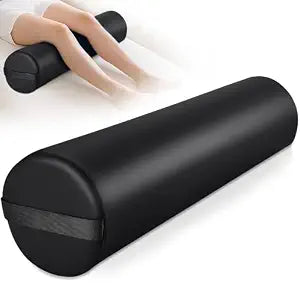 Noverlife Full Round Bolster Pillow for Legs, 26 x 6 inch PU Leather Bolster for Massage Table with Strap Handle Under Knee Pillow, Under Back Ankles Pain Relief Massage Table Bolster for Yoga & Spa