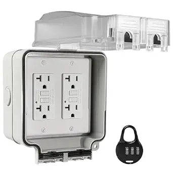 Dual 20 Amp GFCI Outdoor Electrical Outlet Box,Outdoor Outlet Box