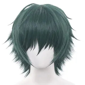 JCvCX Zenin Maki Cosplay Wig with Wig Cap Dark Green Short Straight Synthetic Hair for Cosplay Party Comic Exhibition