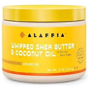 Alaffia Whipped Shea Butter and Coconut Oil, for Smooth, Soft Skin, Unscented 4 Oz