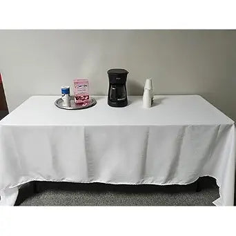 Intedge TCM3636W50 Square Tablecloth, 36" x 36", Hemmed Edge, 65/35 Poly Cotton Blend, Made in USA, White, Durable Reusable Fabric Table Cover for Events, 1 Each