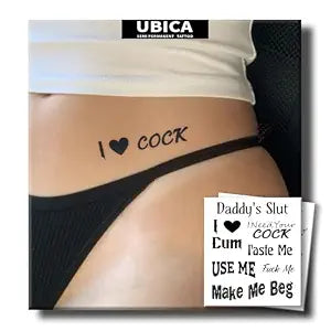2 Sheets Semi Permanent Tattoo, Lasts 7-15 Days, "Daddy's Little Girl" Temporary Tattoo Sexy Kinky