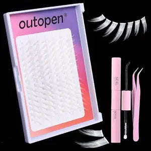 White Lashes Extension Kit, Natural White False Eyelash Clusters With Tweezer And Glue, 8-16mm C Curl Wispy Lashes Extensions DIY Individual Cluster Eyelash