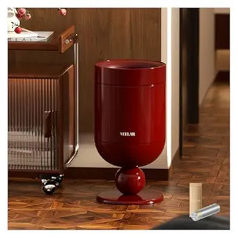 Bathroom Metal Trash Can, 4 Gallon (15 L) Garbage Can Lid-Free, Trash Bin for Bedroom, Office, Living Room (Burgundy, Top Open)