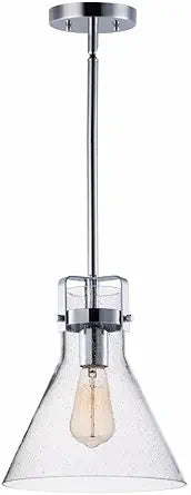 Maxim Lighting Seafarer-Single 1-Light Pendant Light | Polished Chrome Steel Finish | Seedy Glass Shade | Industrial Indoor Light Fixture | Ideal for Kitchen Islands & Dining Rooms | 26115CDPC