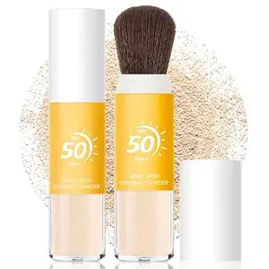 Mineral Sunscreen Setting Powder SPF 50, Sunscreen Powder for Face & Scalp, TranslucentSunscreenPowder with Brush, Oil Control Natural Matte Finish LoosePowder, Lasting Lightweight Breathable