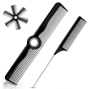 Professional Hair Comb, Fine & Wide Tooth + Rat Tail Comb 2 Pack