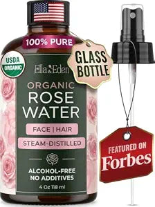 Organic Rose Water Spray for Face, USDA Certified 100% Pure, 4 Fl Oz