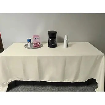 Intedge TCM3636-IVORY Square Tablecloth, 36" x 36", Hemmed Edge, 65/35 Poly Cotton Blend, Made in USA, Durable Reusable Fabric Table Cover for Dining, 1 Each