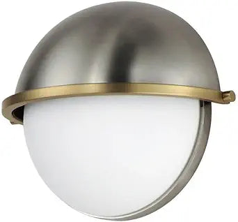 Maxim Lighting Duke 1-Light Wall Sconce | Satin Nickel/Satin Brass Steel Finish | Opal White Shade | Transitional Indoor Light Fixture | Ideal for Hallways, Bedrooms & Bathrooms | 12418SWSNSBR