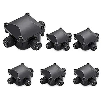 Waterproof Junction Box, IP68, 3-Way Outdoor Cable Connectors,Outdoor/External Electrical Light Junction Box 6mm-10.2mm (6 Pack)