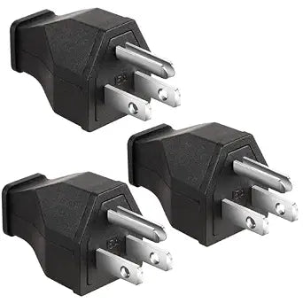 TENINYU 2-Pole, 3 Wire Grounding Plug Male Extension Cord Straight Blade Plug Replacement Electrical Plugs End, 15A 125V Black,3Pack (Male)