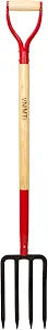 VNIMTI Garden Fork,4-Tine Spading Fork,Compost Fork,Steel Digging Fork,45Inch,Steel Y-Grip,Wooden Handle