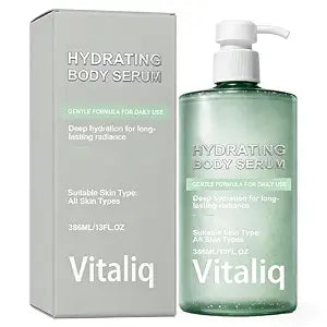 VITALIQ Hydrating Body Serum, Lightweight HA Moisturizer for Dry Skin and Crepey Arms,13 Fl Oz