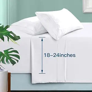 Manyshofu Extra Deep Pocket King Sheets, Pure White Microfiber, 4 Piece