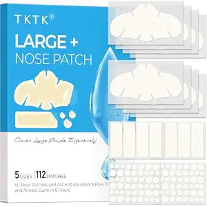 TKTK Hydrocolloid Pimple Patches, XL Nose Pore Strips 91 x 48 mm, 112 Count