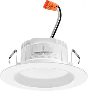 Juno 4 Inch LED Recessed Lighting, RetroBasics Series LED Downlight Trim Kit, Regressed 4" Ceiling Light with 5-in-1 Switchable White Color, 625 Lumens, Baffle Trim, Matte White