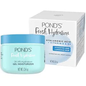 POND���S Fresh Hydration Gel Face Moisturizer, 24HR Hydration with Hyaluronic Acid, Vitamin E & B3 Niacinamide, Alcohol-Free, Oil-Free, Dermatologist Tested, 3.4 oz
