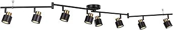 8 Light Foldable Track Lighting Kit, Matt Black Brass Finish Adjustable with Moden Flush Mount Ceiling Spotlight for Kitchen,Dining,Living Room,Home Improvement