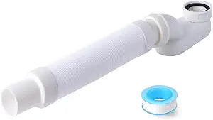 Cinsda Bathtub Shower Drain Pipe, Low Profile Flat 1 1/2 P Trap Kit Flexible Freestanding Tub Drain for Bath