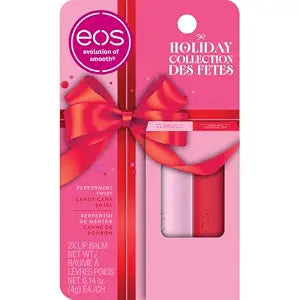 eos Holiday Lip Balm Sticks- Candy Cane Swirl + Peppermint Twist, 2-Pack