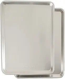 Nordic Ware Naturals Half Sheet - USA Made Aluminum Commercial Quality Sheet Pan for Baking or Roasting, Encapsulated Galvanized Steel Rim Prevents Warping, 2-Pack
