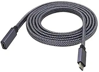 AOTOKK Flat Type C USB 3.1 Adapter Cable 5 Gbps&2A 3.1 USB Type C Male to USB C 3.1 Female Cable Full Function Supports Charging,Data,Audio,4K HD Video Cable for Laptop&Tablet&Mobile Phone(1.5M-M/F)