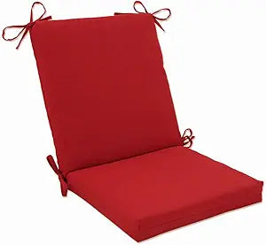 Pillow Perfect Monti Chino Solid Indoor/Outdoor One Piece Chair Cushion Deep Seat, Weather and Fade Resistant, Square Corner - 36.5" x 18", Red
