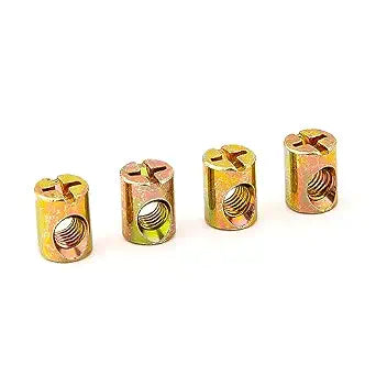 4 PCS M6 Spring Loaded Barrel Nuts, Slotted Barrel Nut Cross Dowels, Replacement Screws Cross Dowel Barrel Nuts with Part 100514 for Furniture Bed Crib and Chairs