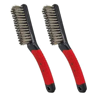 2-Pack Heavy Duty Large Wire Brush, Stainless Steel Scratch Brushes for Aggressive Cleaning, Rust, Paint Removal, Grill, Kitchen, Auto, DIY with Non-Slip Handle