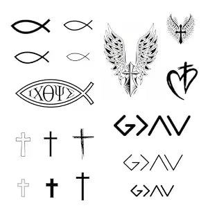 One Grace Christian Temporary Tattoos - God is Greater than Highs and Lows, Cross Tattoos, Ichthys