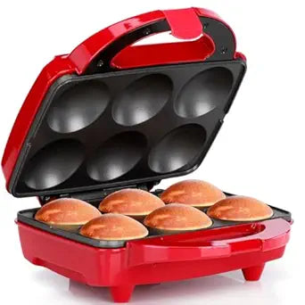 Holstein Housewares Non-Stick 6-Count Electric Cupcake Maker Machine Bakes 6 Cupcakes, Muffins, Pizza Cups, Cinnamon Buns Perfect for Gifts, Birthdays, Holidays, or Bake Sales, Red