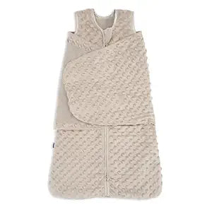 HALO Sleepsack Swaddle, 3-Way Adjustable Swaddle Blanket, TOG 3.0, Velboa, Fawn Grey Plush Dots, Small, 3-6 Months