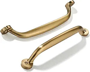 10 Pack 5 inch Hole Center Brushed Brass Cabinet Pulls - Heavy Duty Solid Drawer Honey Bronze Hardware Handles Kitchen Vanity Bathroom Handles