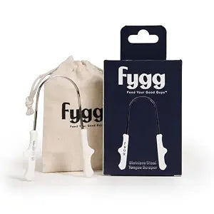 Fygg Stainless Steel Tongue Scraper with Cotton Storage Bag