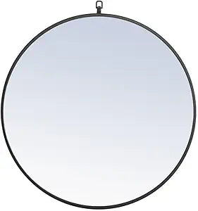 Elegant Decor Eternity 28" Contemporary Metal Frame Hooked Mirror in Black