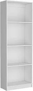 Tuhome Home Bookcase with Four Open Shelves for Books, Decorative Displays and Collectibles Offering Modern Symmetrical Design, Spacious Vertical Storage and Durable Engineered Wood Constructio