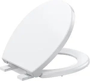 Toilet Seat,17 Inch Round Toilet Seat with Quiet-Close, Full-Flat Quick-Release Design - Simple & Durable White Bathroom Upgrade