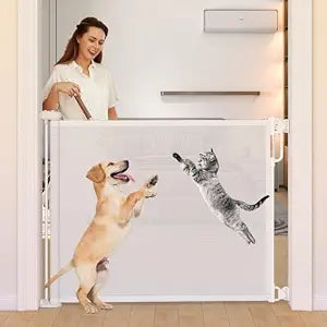 Retractable Baby Gate, Momcozy Extra Wide Mesh Baby Gates for Stairs, 41" Tall, Extends up to 71" Wide, Pet Dog Gate for Doorways, Stairs, Hallways, Indoor/Outdoor