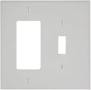 Leviton 2-Gang 1-Toggle 1-Decora/GFCI Combination Wallplate, Midway Size, PJ126-W, White