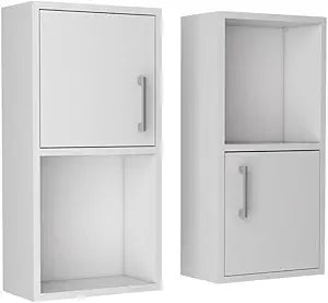 Tuhome Oba 2-Pc Wall-Mounted Bathroom Medicine Cabinet with Open and Closed Storage, Multi-Shelf Organizer for Toiletries, Personal Care Items and Everyday Essentials, Compact Modern Design.