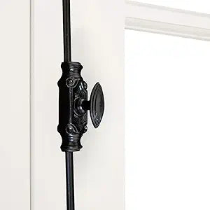 Durable Iron Cremone Bolt 2' Vintage Black Powder Coat, Customizable Rods, Ideal for Antique Cabinets & Small Doors, Stylish & Reliable Cabinet Lock Hardware