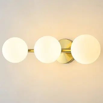 Bathroom Vanity Lights, 3-Light Bathroom Light Fixtures Gold Bathroom Lights, Mid Century Modern Brass Gold Vanity Light Dimmable Wall Sconce Wall Mount Light Fixture with Milk Glass, G9 Base