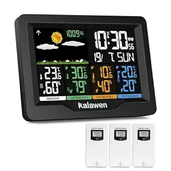 Weather Station Wireless Indoor Outdoor Thermometer Digital with Atomic Clock, Barometric Pressure, Forecast Station with USB Port Thermometer Wireless Humidity Barometer Monitor