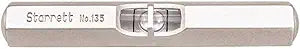 Starrett Pocket Level with Main Vial - Ideal for Machine Shop and Tool Room Use - 2-1/2" Length, Satin Nickel-Plated Finish, Hexagon Stock with Convex Ends - 135A