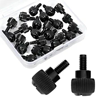 24 Pcs Computer Case Thumb Screws(6-32Thread, M3.5x6) PC Case Fastener Thumb Screws,for Cover/Power Supply/PCI Slots/Hard Drives 6-32 Thread Screws Black